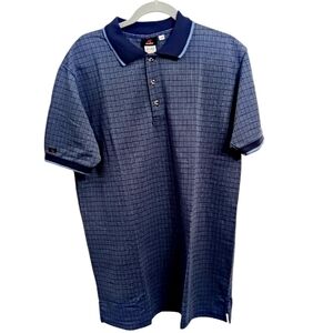 Men's Blue Aramark Business Casual Checkered Tee Size Large NEW WITHOUT TAGS